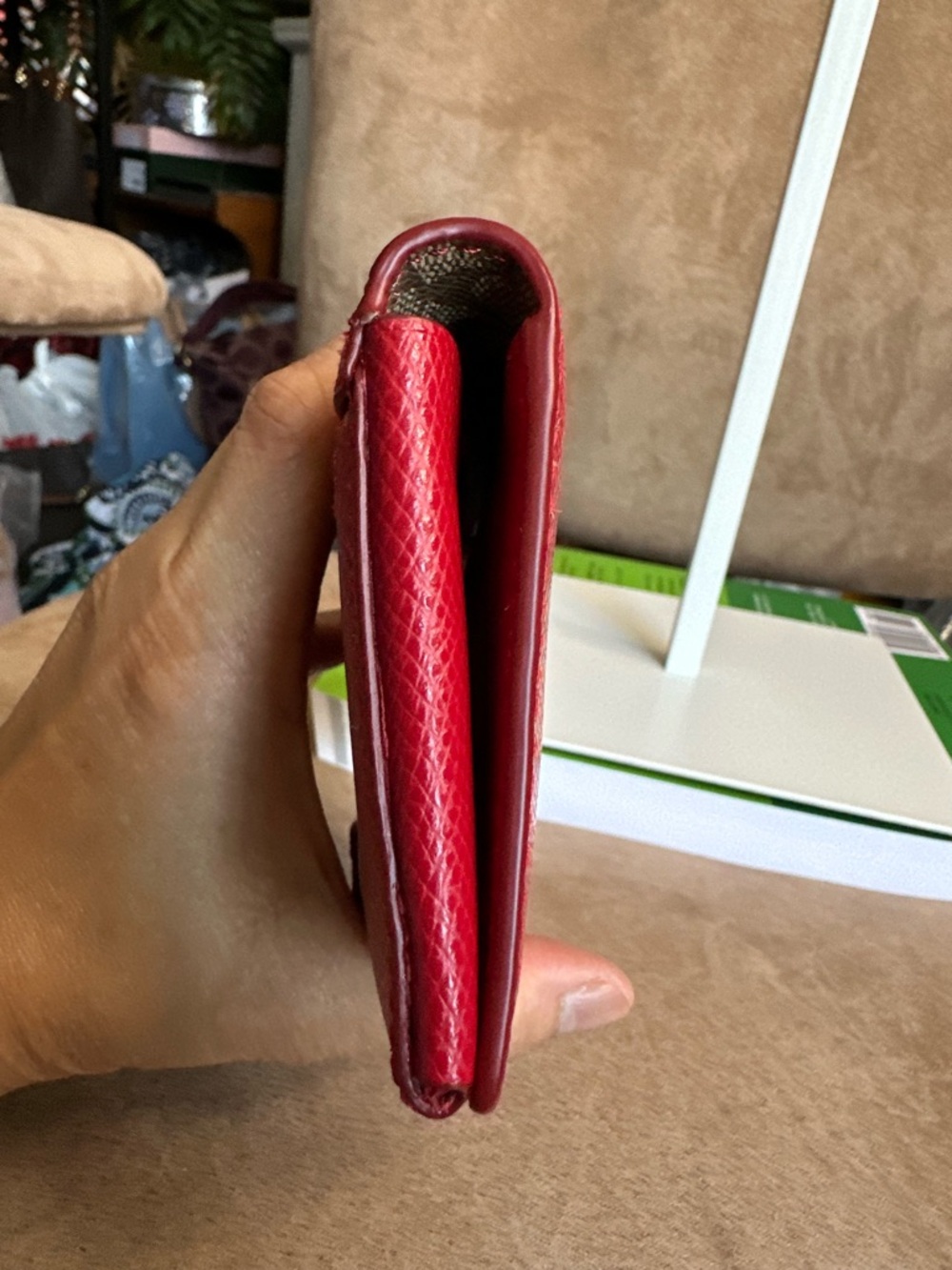 #44. Coach Phone Clutch Red Leather F53977 Very Good Condition - Picture 10 of 12